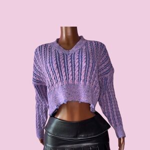 Purple Cable Knit Sweater